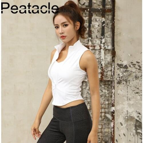 Peatacle Fitness Clothes Vest Zipper Quick Dry Breathable Sleeveless Running Jacket Yoga Shirt Women Workout Sports Tops