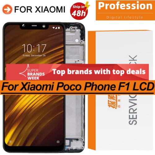 100% Original 6.18" IPS Display with frame for XiaoMi Pocophone POCO F1 LCD Touch Screen Digitizer Assembly Repair Parts