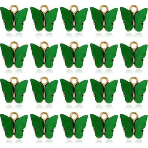 20 Pieces of Green Acrylic Butterfly Pendant Pendant Necklace Bracelet Jewelry Making