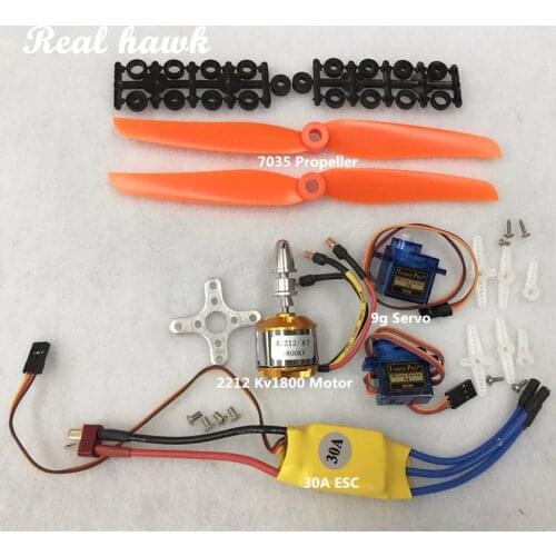 A2212 2212 1800KV Brushless Motor 30A ESC Motor Mount 7035 Propeller SG90 9G Micro Servo for RC Fixed Wing Plane Helicopter