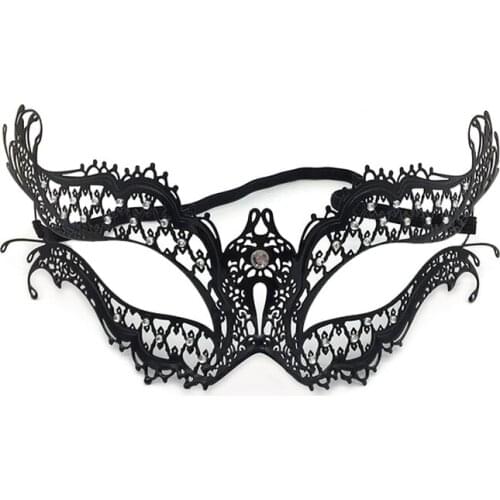 Diamond Cosplay Carnival Costume Ball Masks Metal Filigree Black Laser Cut Venetian Masquerade Party Mask
