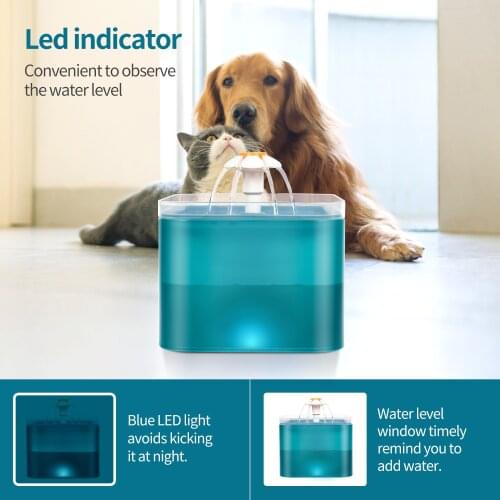Pet Cat Water Fountain USB Automatic Cat Water Dispenser Feeder Bowl LED Light Smart Dog Cat Water Dispenser Pet Drinking Feeder