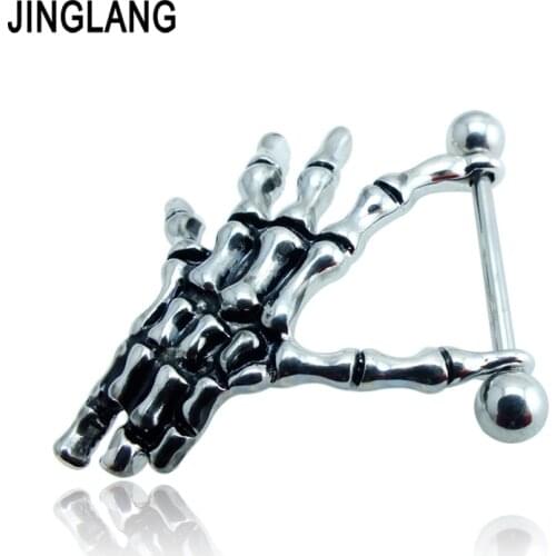 Free Shipping Fashion Nipple Rings Retro Skeleton Hands Non-mainstream Breast Body Piercing Jewelry
