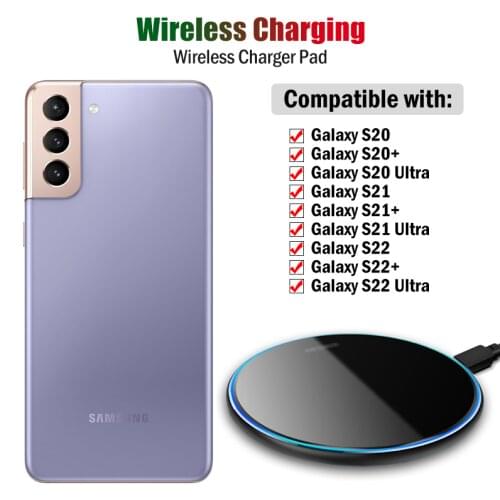 10W Fast Qi Wireless Charger for Samsung Galaxy S20 S21 Ultra Plus FE S21+ 5G Case Phone Wireless Charging Pad Breathing Light