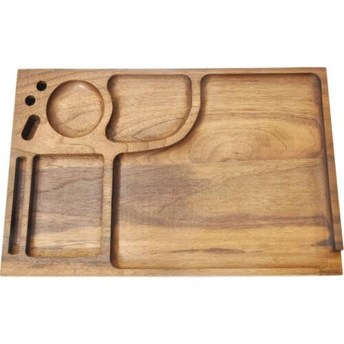 Large Wood Rolling Tray Multipurpose Black Walnut Wood Cigarette Tray Rolling Paper Console Tobacco Herb Trays