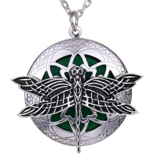 Nets Wings Dragonfly Essential Oil Diffuser Lockets Dragonfly Collections Pendant Necklace with Linen Pouch