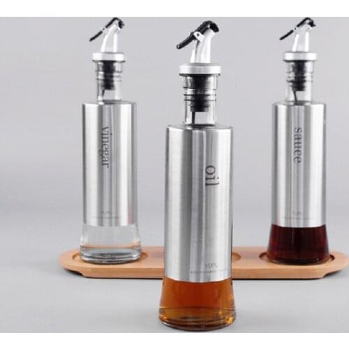 Stainless steel oil kettle glass anti-leakage bottle vinegar kettle kitchen domestic condiment bottle soy sauce condiment bottl