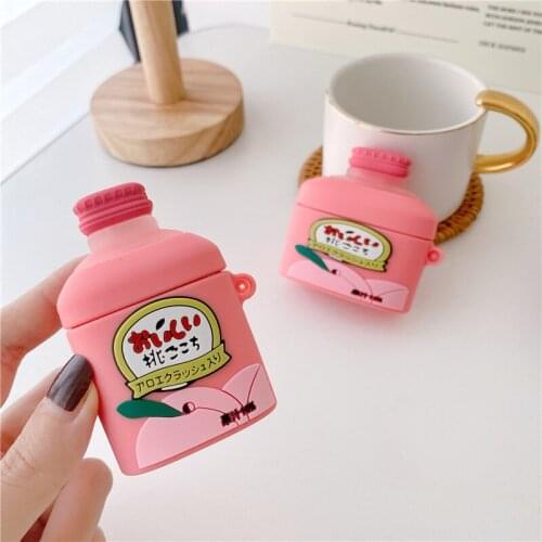 Cute Peach juice Earphone Case For Apple Airpods 1 2 Pro Cover 3D Silicone Headset Charging Box For Airpods Pro Headphones Case