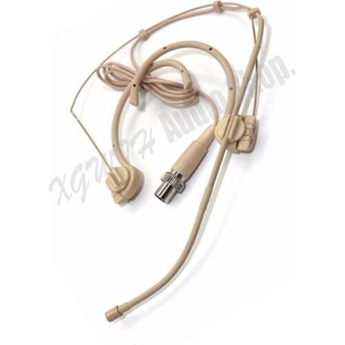 Complexion Dual Hook Head Headset Microphone For For MiPro Wireless Radio Mics System Beltpack Mini XLR 4Pin lock Foldable ears