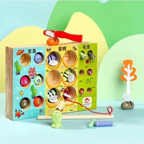 Wooden Kids Educational Toys Clip Bees Fishing Children Montessori Toys