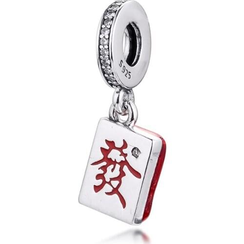 DIY Fits for Pandora Charms Bracelets Mahjong Beads 100% 925 Sterling-Silver-Jewelry Free Shipping