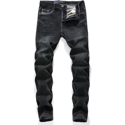 Mens Youthful Slim Straight High Quality Pants Denim Casual Harem Male Fashion male Black Trousers Versatile Streetwear Jeans