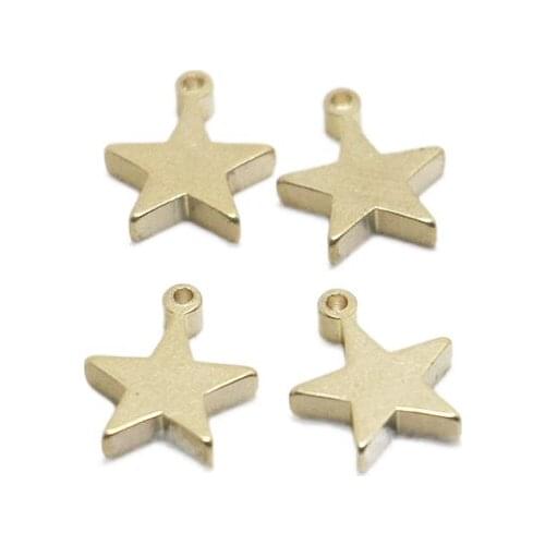 Glossy brass five-pointed star single hole pendant DIY handmade earrings jewelry accessories bracelet pendant pendant