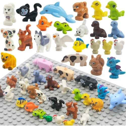 City Friends Animals MOC Bricks Pets Mini Figure Park Zoo Sea Accesssories Bird Rabbit Cat Dog Building Blocks Parts Turtle Toys