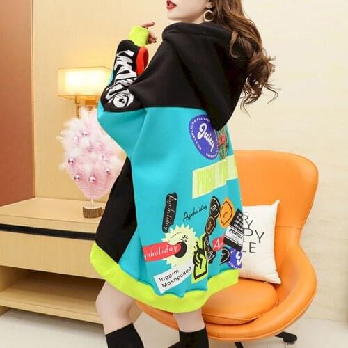 Net Celebrity Ins Fried Street Hoodies Women Kawaii Hoodies Autumn 2021 New Wild Design Sense Niche Tops Large Size Hooded Coat