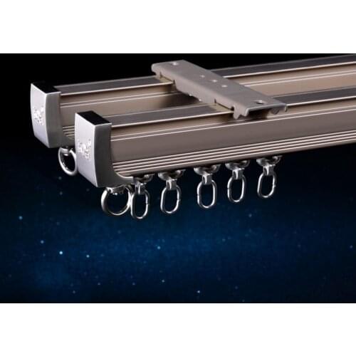 Classic Champagne Aluminum Alloy Curtain Tracks and Seal Ceiling Side Installation Accessories Customized Size