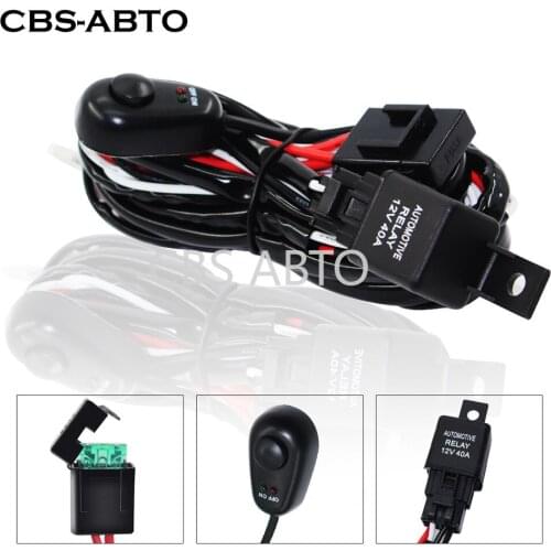 CBS ABTO Universal 9-16V 40A Car Fog Light Wiring Harness Kit Loom For HID Work Driving Light Bar With Fuse And Relay Switch