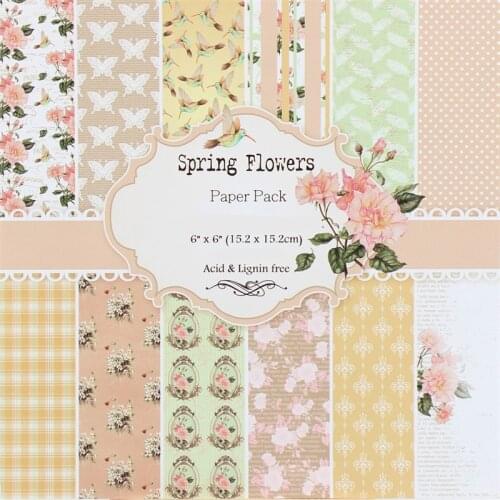 KSCRAFT 12pcs 6" Single-side Printed Flowers pattern creative papercraft art paper handmade scrapbooking kit set books