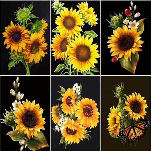 RUOPOTY Frame DIY Oil Painting By Numbers For Adults With Frame Sunflowers Drawing Coloring By Numbers For Home Decors