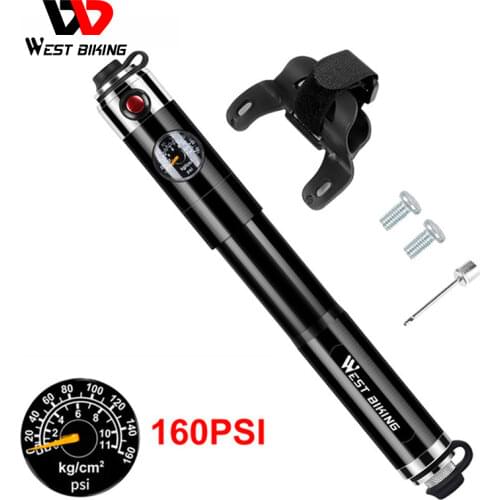 WEST BIKING Bike Inflated Pump High Pressure 160PSI Aluminum Bicycle Air Pump Presta Schrader Valve Bike Tire Pump With Hose