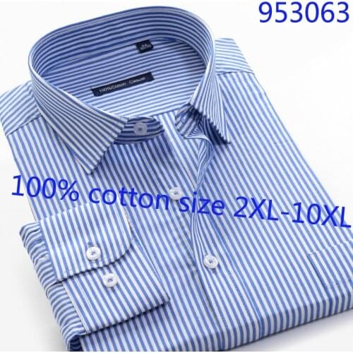 New Arrival Fashion Long Sleeve Men 100%cotton Super Large Striped Casual Shirts Men Shirt Long Sleeve Plus Size 42-50 2XL-10XL
