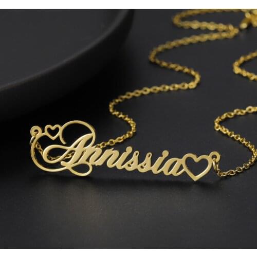 Personalized Heart Charm Stainless steel Name Necklace Customized Cursive Script Necklace Christmas Jewelry Gifts For Women