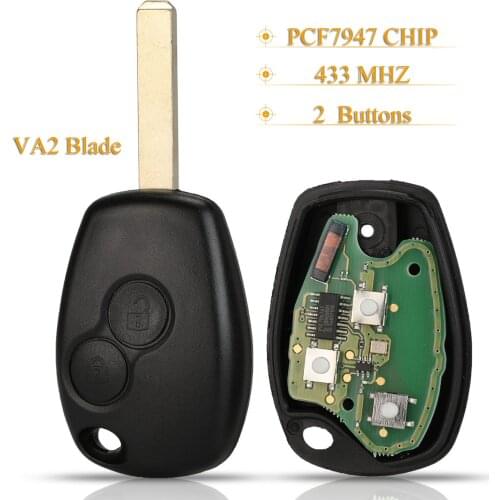 Kutery 10pcs 2/3 Buttons Remote Control Car Key 433MHz PCF7947 Chip For Renault Kangoo II Duster Modus Twingo DACIA Logan
