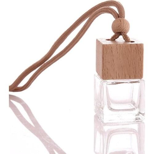 Cubic Wooden Cap Beads Perfume Essential Oil Empty Glass Bottle Hanging Decor 2020