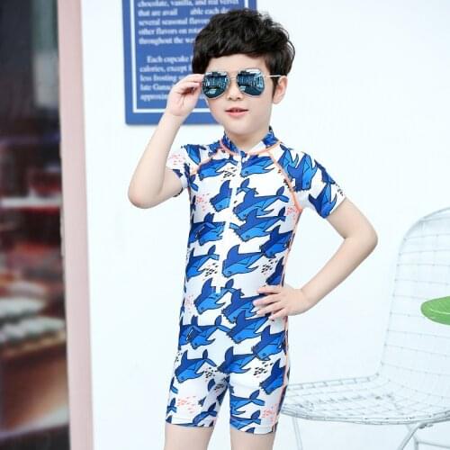 SBART Short Sleeve Front Zipper Swimwear One Piece Swimsuit Quick Dry Swimming Wear For Kids Boys Swimming Suits Beach Wear