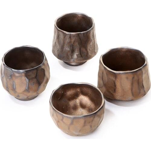 Vintage ceramic tea master cup Handmade kiln changed tea cup retro stoneware tea set single cup