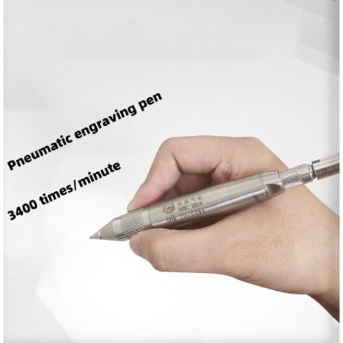 TG-6094 small stainless steel pneumatic lettering pen, engraving metal/plastic/jade, etc., reciprocating vibration pen 0.8MPA