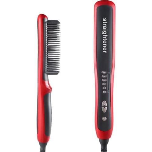 Hair Straightener Durable Electric Straight Hair Comb Brush LCD Heated Ceramic Hair Beard Straightening Brush EU Plug
