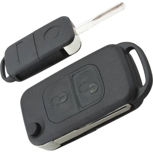High-Quality 2 Buttons Durable Folding Car Key Remote Fob Shell Case Replacement with Uncut Car Flip Key Suitable for Benz
