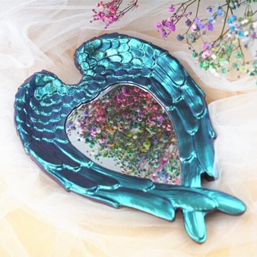 Wing Love Mirror Tray Epoxy Resin Mold Serving Board Plate Coaster Silicone Mold