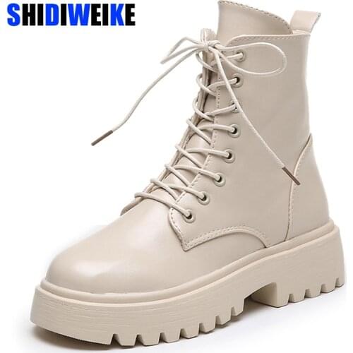 2021 Woman Ankle Boots Flat Heel Shoes Women Lace Up Winter Autumn Shoes Daily Short Boots Woman Footwear Size 35-40 AC166