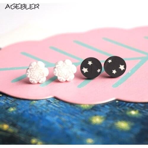 Newest Cute Personality Snowflake Stud Earrings Women Jewelry Handmade Round Sweet Small Lady Earrings for Girls Brinco P24