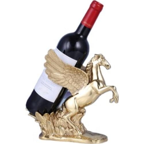 Gold Wine Holder Popular Handicrafts Wholesale Custom Bronze Pegasus Wine Rack Decoration