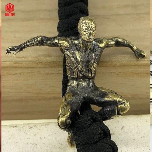 1 PC Brass Spiderman Paracord Knife Beads EDC Car keychain Pendant Paracord Bead