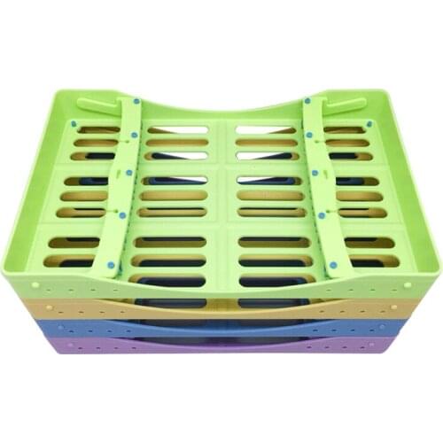 10 Holders Dental Instrument Sterilization Box 135℃ Autoclavable Dental Box Colorful Dental Handle Tips Disinfection Box