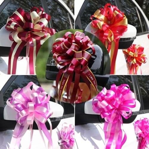 Pull Flower Ribbons 10pcs DIY wedding car decoration flowe Birthday Party Gift Packing Decor Pull Bow Ribbons Home Baby Shower