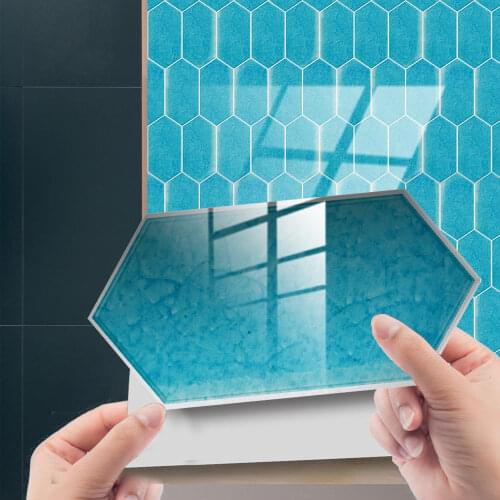 10x20cm 3D Crystal Tile Stickers Vintage Rhombus Oil-proof Waterproof Wall Stickers Bathroom Decorative Wallpaper (12-48 pcs)
