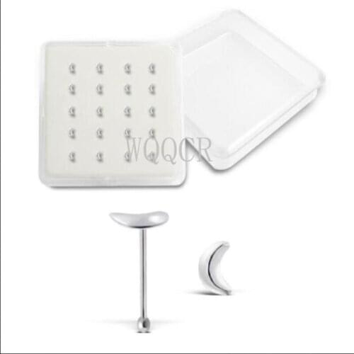 20PCS/Box Fashionable Lovely Moon Pattern Female Stud-Shaped Shaped Nose Nails For Body Piercing Jewelry Cartilage Piercing