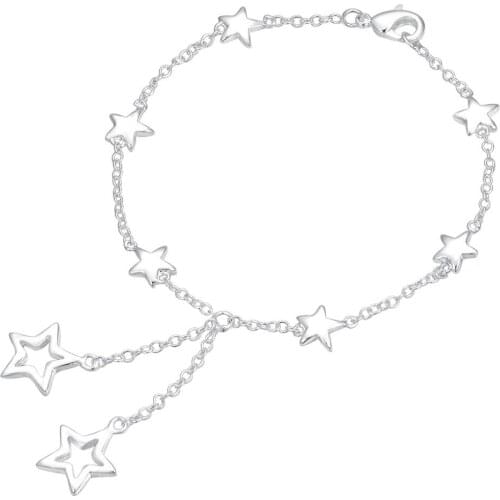 2018 Silver Color Star Bracelet Fashion Jewelry For Woman Top Quality Pretty Birthday Gift Simple Charm Style hot