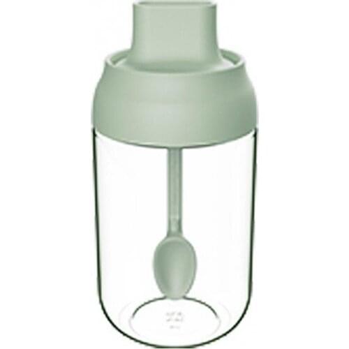 250ml TransparentGrass Oil Bottle Multifunctional Moistureproof Pepper Seasoning Bottle with Lid Spoon kitchen gadget sets