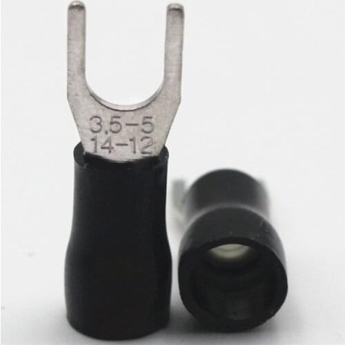 500pcs SV3.5-5 Vinyl Insulated Cold pressed Terminal Cable Lug Furcate Y-U wire crimp terminals Brass for AWG14-12 #10 STUD 37A