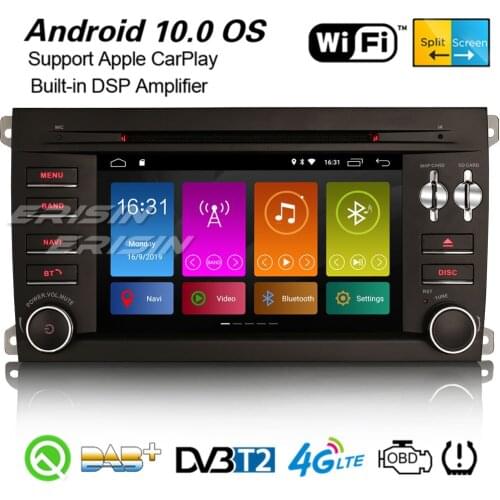 Erisin Android 10.0 DSP Car Stereo Carplay DAB+ GPS WiFi Canbus DVB-T2 DVR Bluetooth TPMS OBD2 Sat Nav For Porsche Cayenne 3014