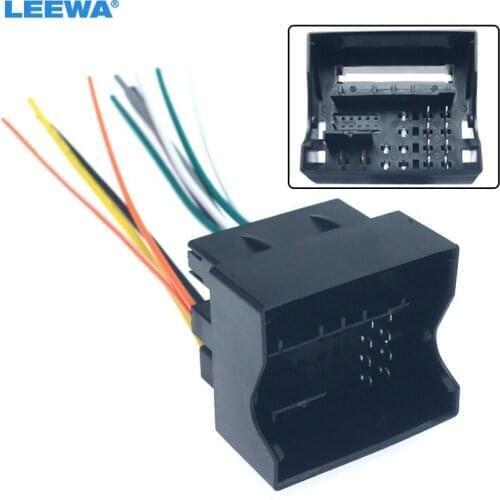 LEEWA Car Radio Audio Stereo Interface Wire Harness for Volkswagen Golf 7 Sokda Installing Aftermarket CD/DVD Plug Wire Adapter