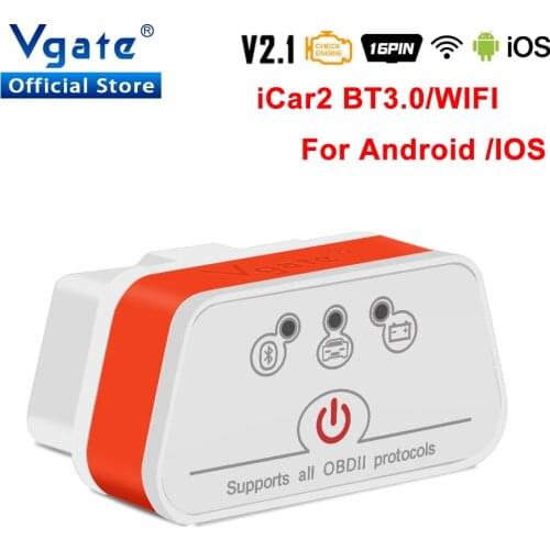 Vgate iCar2 ELM327 v2.1 car Diagnostic Tool Bluetooth OBD OBD2 wifi for Android/IOS Auto Scanner Elm 327 odb2 Scaner Code reader