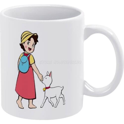 Heidi And Litle Goat White Mug Ceramic Mug Creative Mug Heidi Alps Switzerland Comic Anime Cartoon Tv Show Tv Serie Film Book