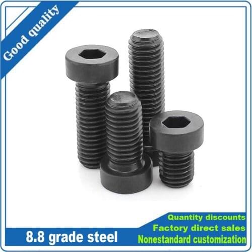 10pcs M3 M4 M5 M6 8.8 Grade Steel Black DIN7984 Hex Hexagon Socket Thin Low Short Profile Head Allen Cap Screw Bolt L=6-50mm